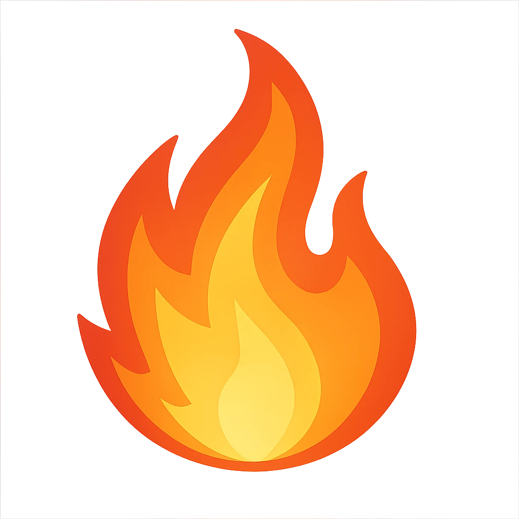 a fire emoji, bold and dynamic emoji