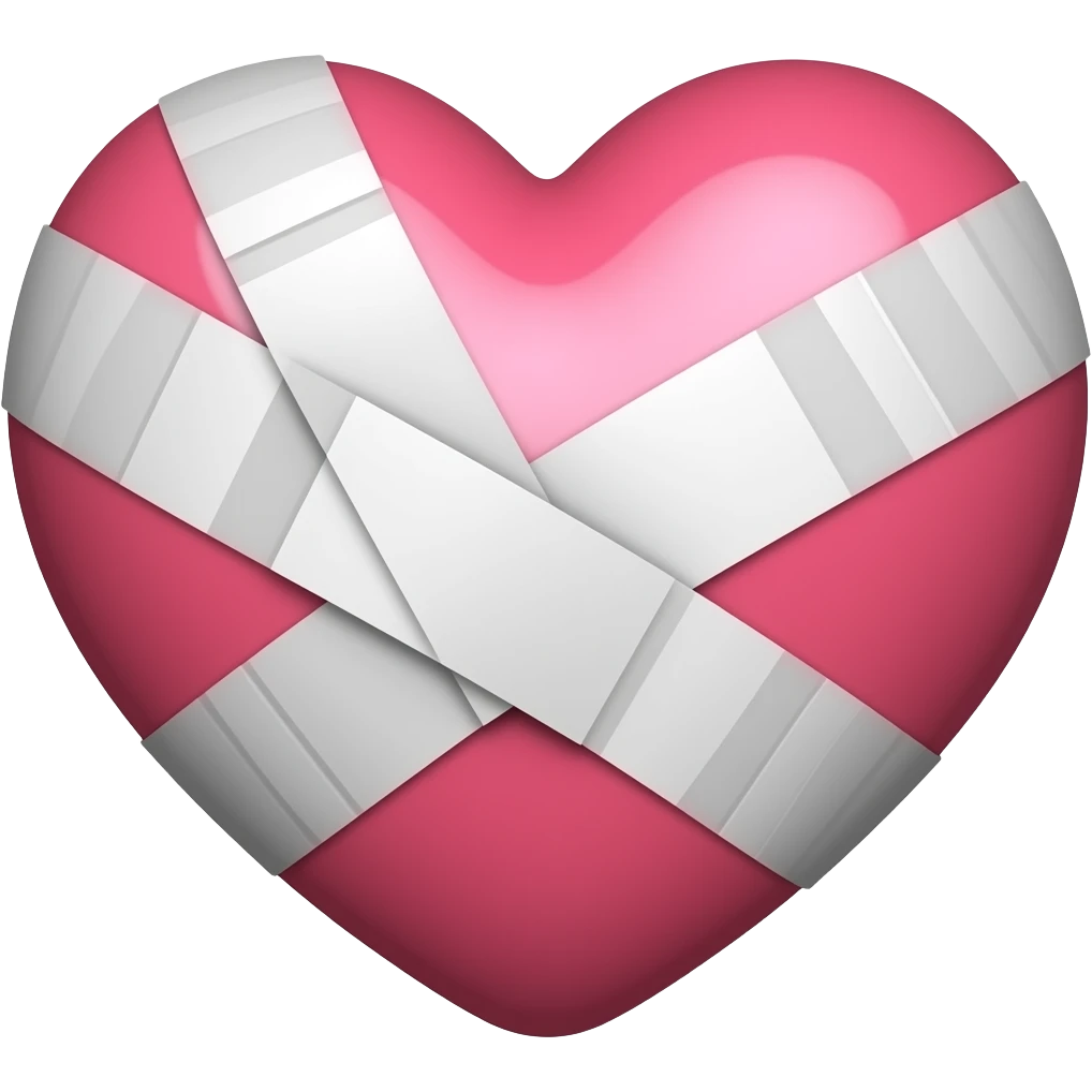 Um emoji de coração rosa com bandagens emoji