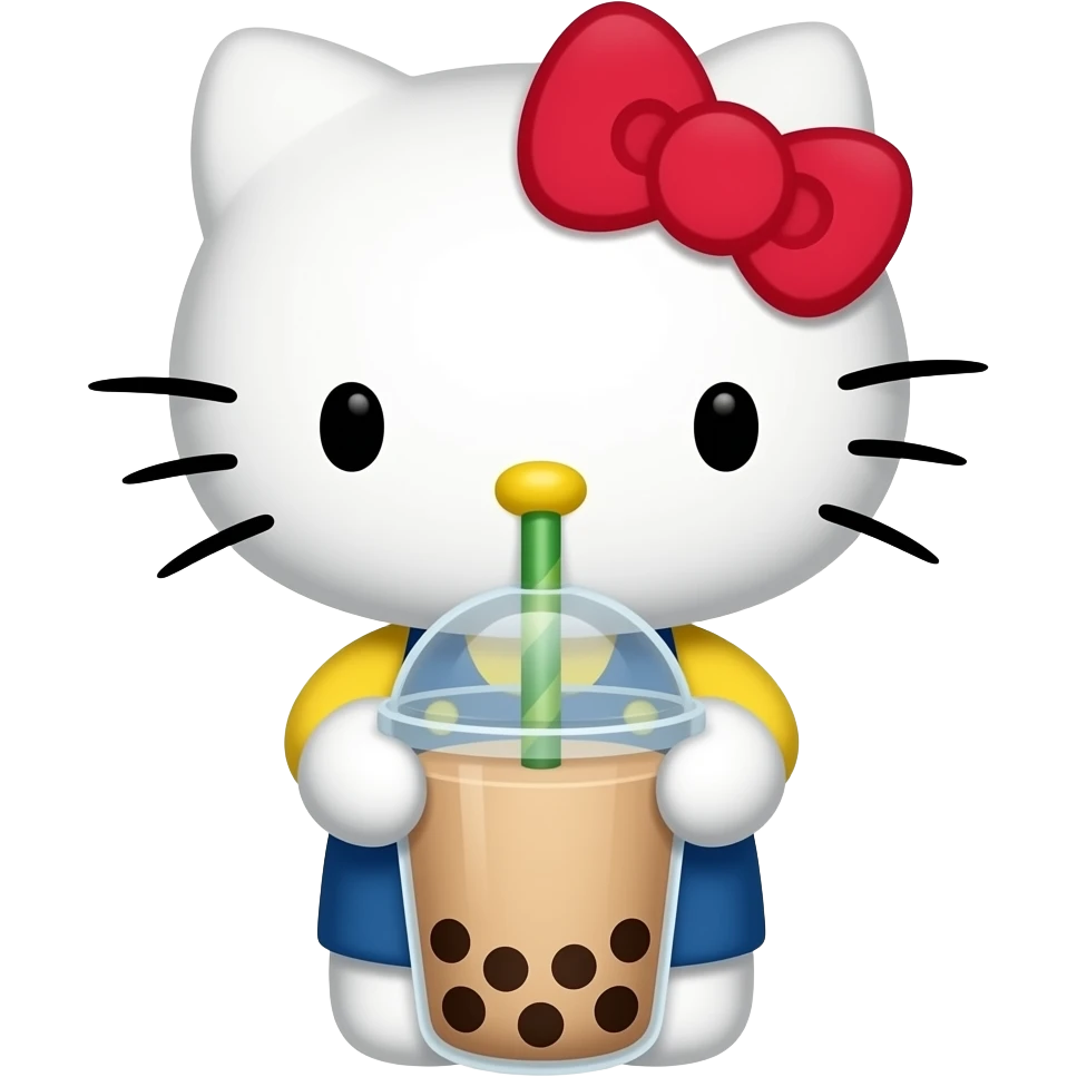 Hello kitty drinking boba emoji