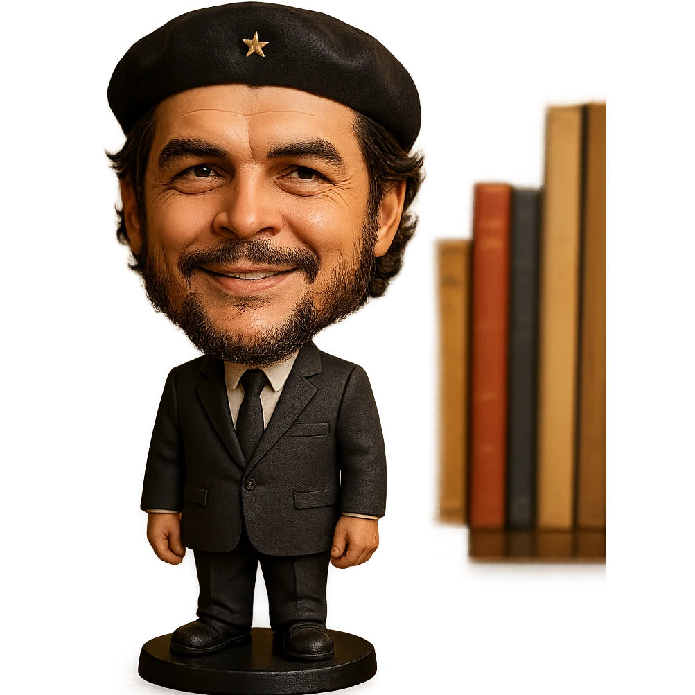 Che Guevara in a suit and tie, big head, confident smile, bobblehead style emoji