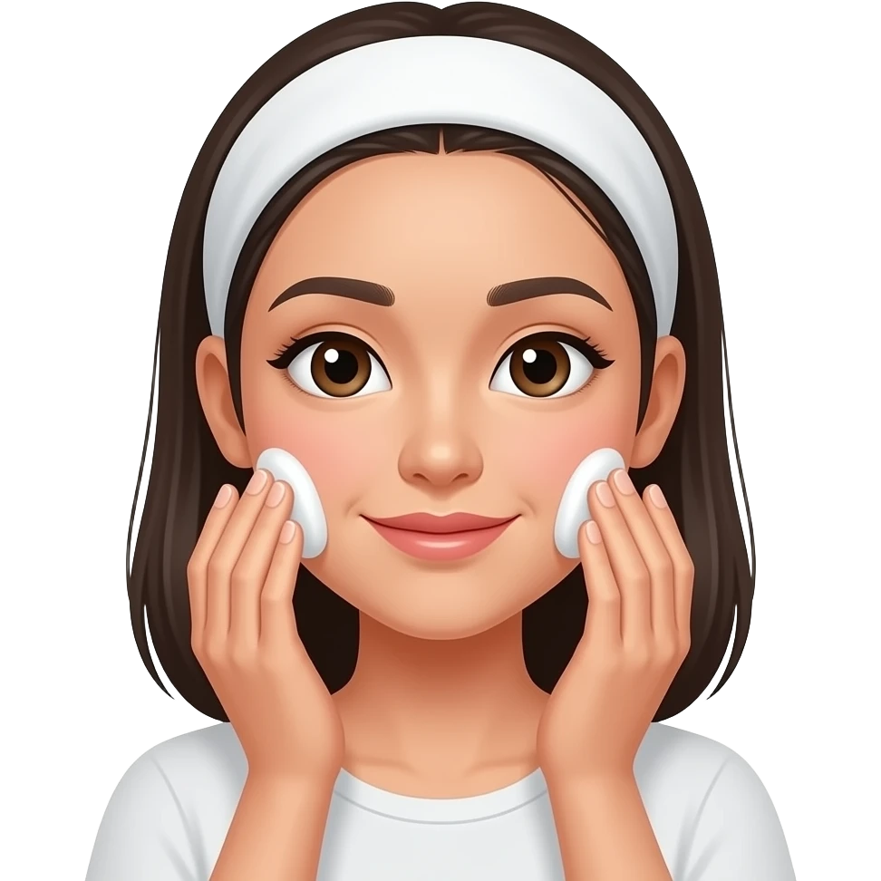 an asian girl is doing cleansing her face emoji