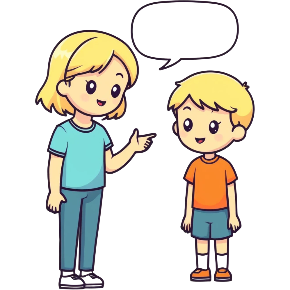 Blonde haired girl talking to a boy emoji