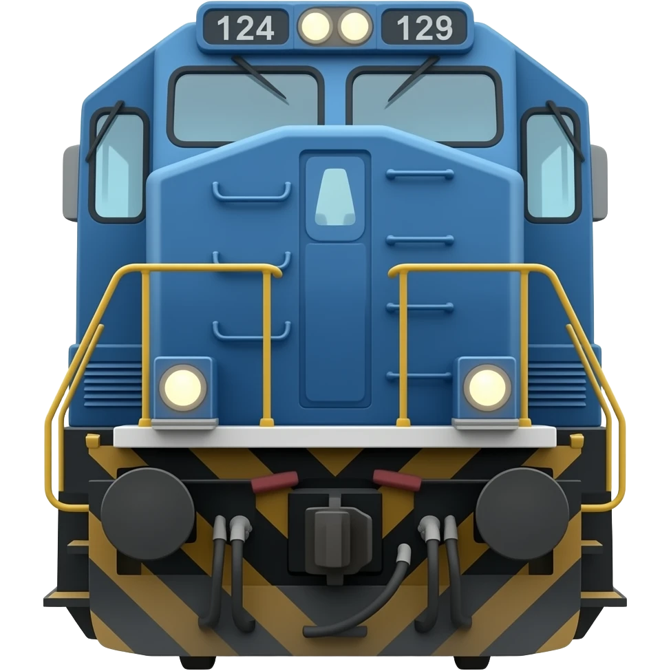 Realistic blue diesel locomotive on the front emoji