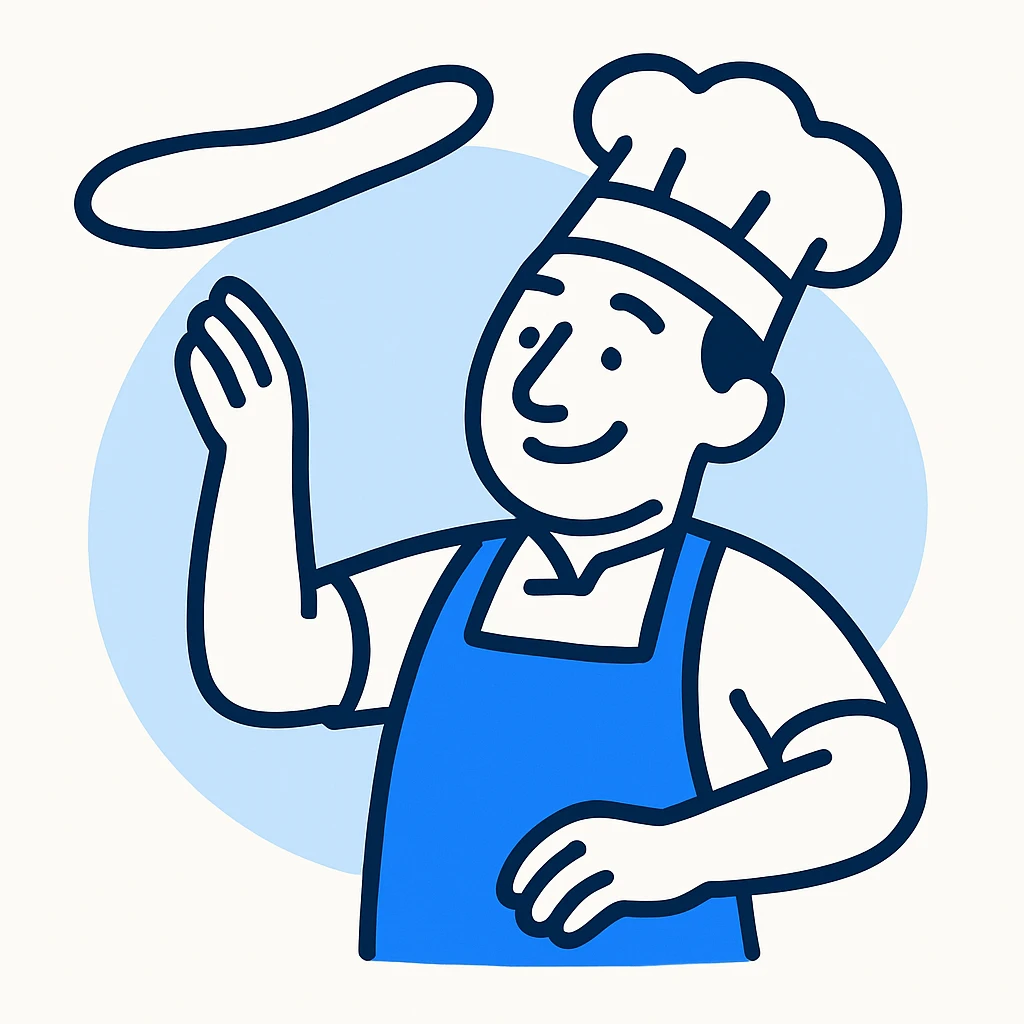 smiling Italian chef spinning pizza dough emoji