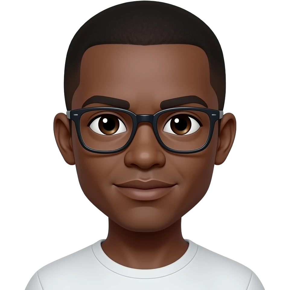 a dude called djeph and hes black and with very short hair with glasses and sort of big eyes with mid sized ears and he from haiti emoji