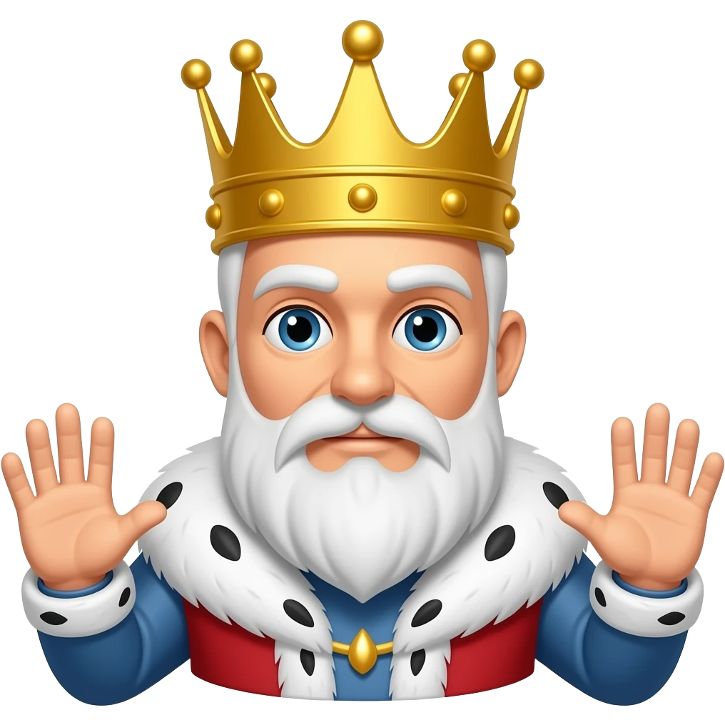 King with hands shaped like triangle emoji