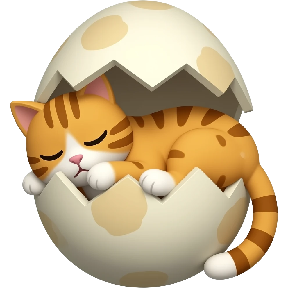 ajoute un chat orange style minecraft qui dort au tour de l'œuf emoji