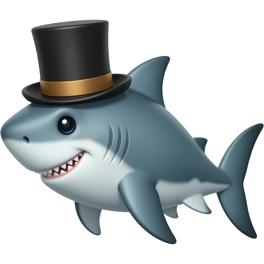 Shark with a top hat emoji