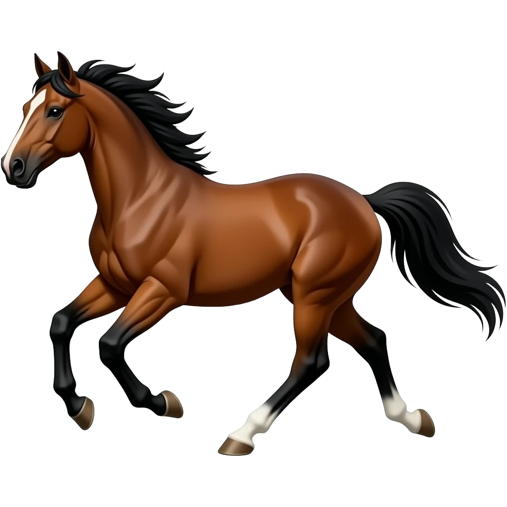 Running fast bay western horse emoji