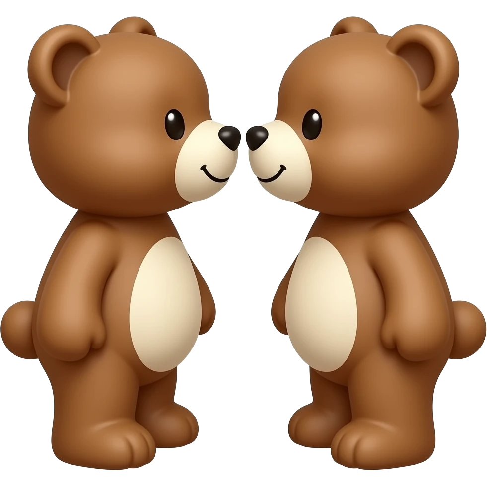 Dos ositos marrón y blanco besándose emoji