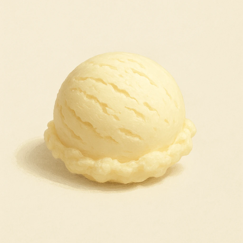 single vanilla ice cream scoop, stylized, soft shadows, creamy color, no cone, minimal background emoji