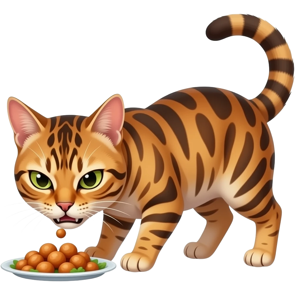 An angry ocicat who wants a lot of food emoji