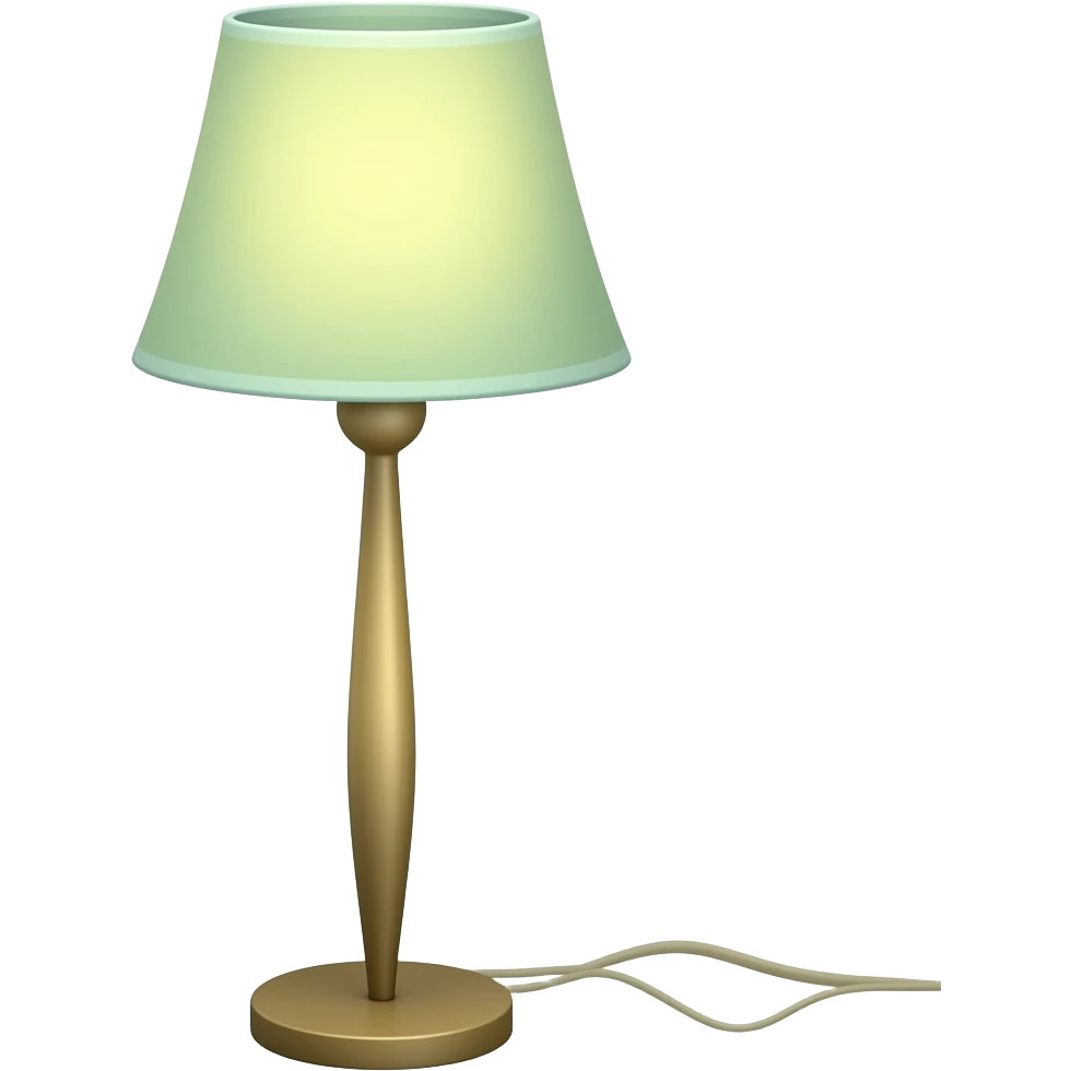 soft green yellow standing long lamp on floor, transparent background inspired by barbie colour pallete emoji