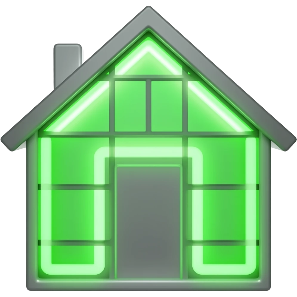 ícone casa lime vidro neon brilho cegante emoji