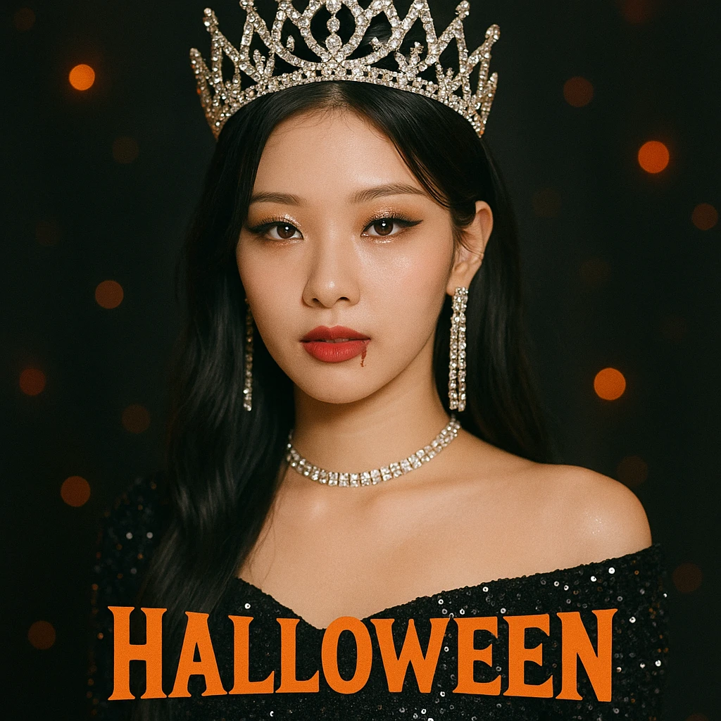 halloween kpop idol crown, sparkly and trendy emoji