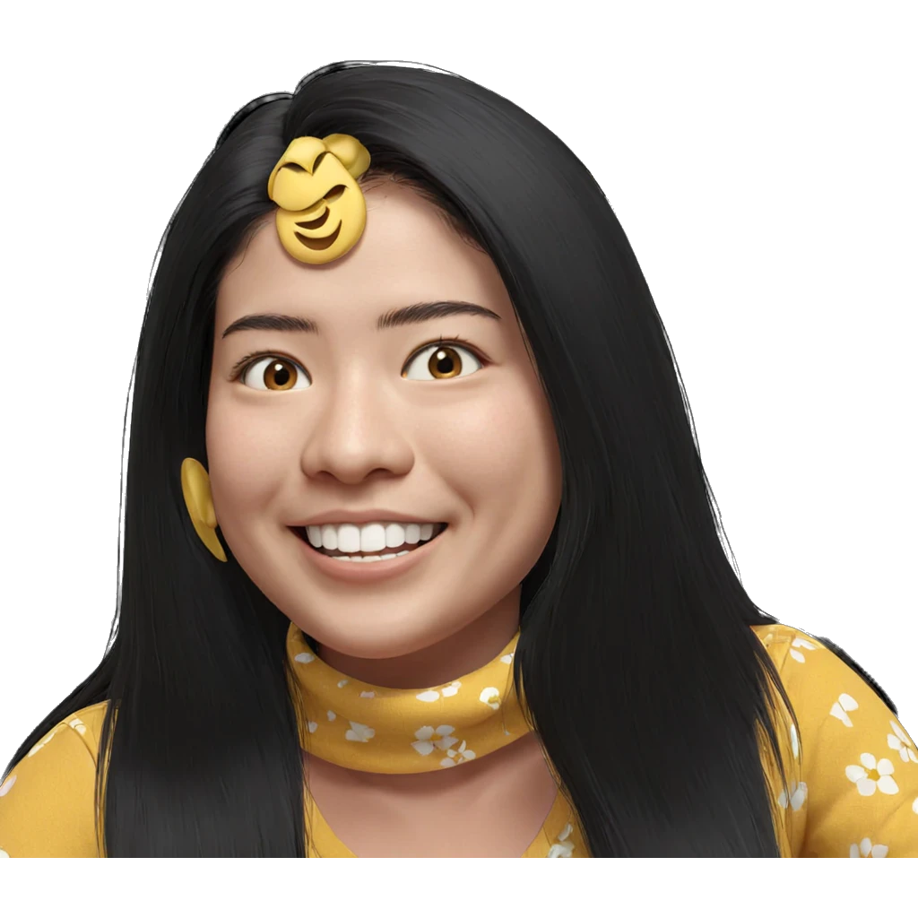 smiling girl with long hair emoji