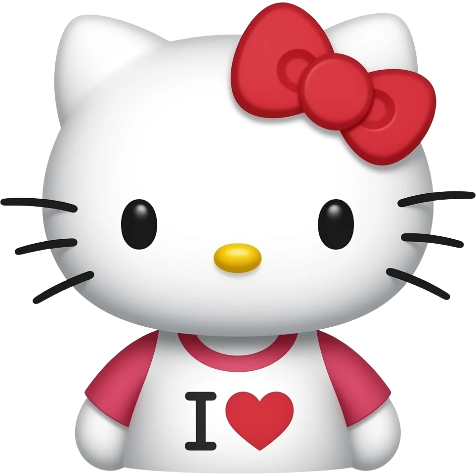 พี่ทำฮัลโหลคิตตี้ที่ใส่เสื้อเขียนว่า I ♥️ you ได้ไหม emoji