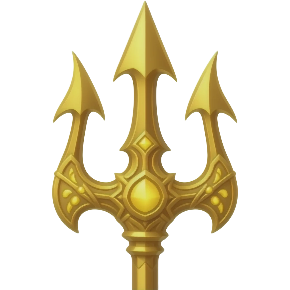 glowly trident in golden color emoji