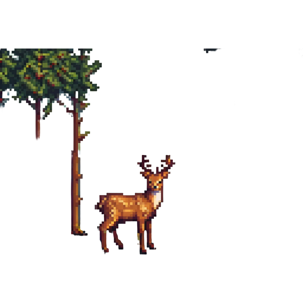 pixel art peaceful deer, retro style, warm muted colors, subtle grain, nostalgic aesthetic emoji