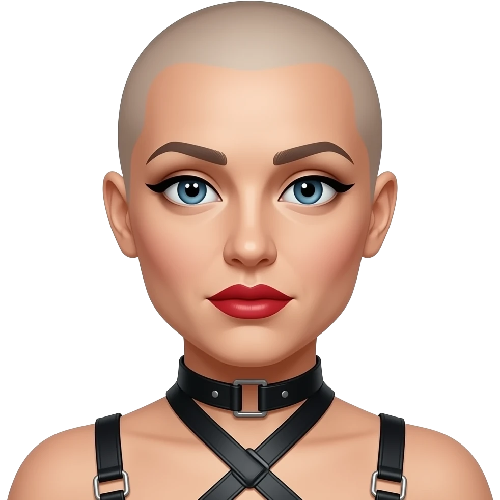 bondage bald lipstick 40yrs old  flat chest crossdress feminized emoji