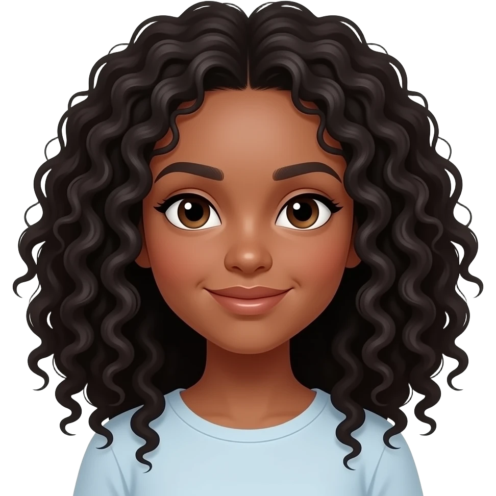 White girl curly  black hair emoji