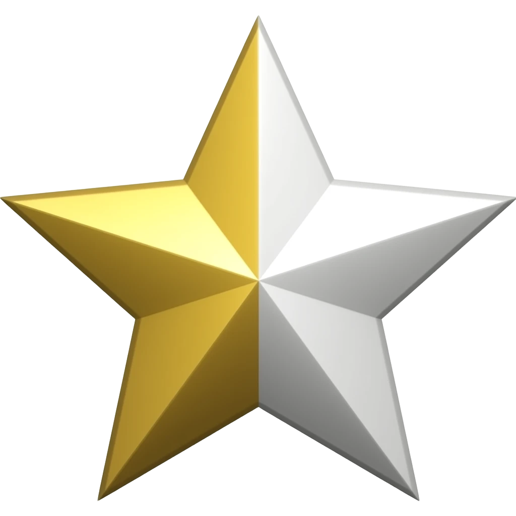 Half gold half white star emoji
