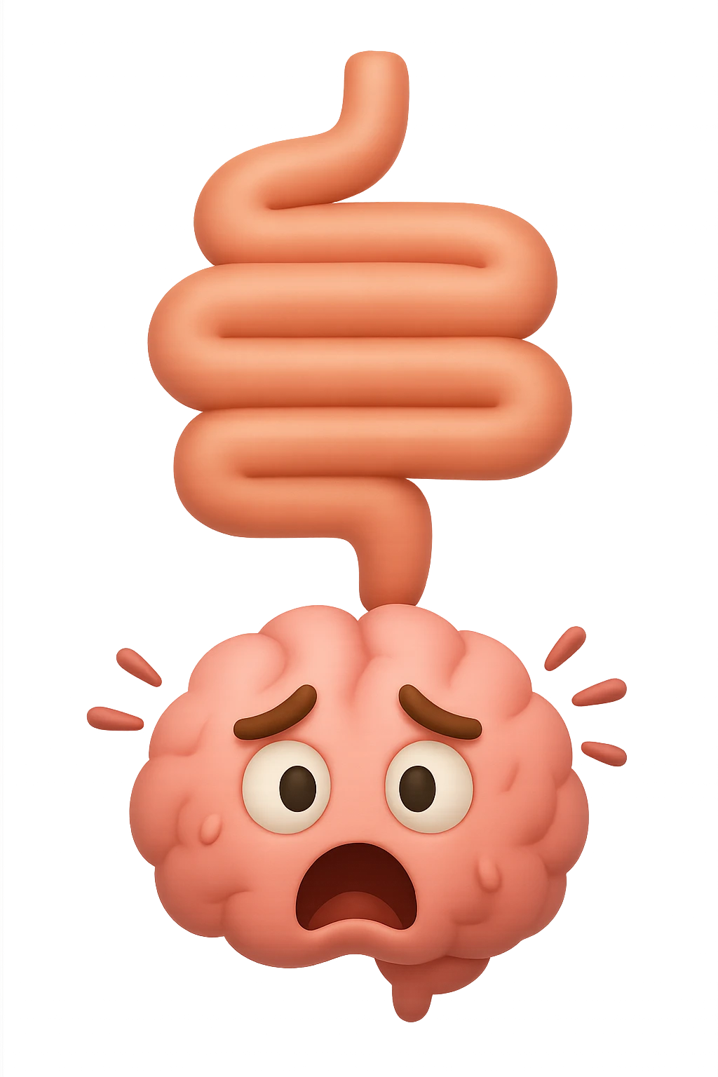 emoji 3d stile iphone di intestino e cervello stressato collegati verticalmente 3d emoji