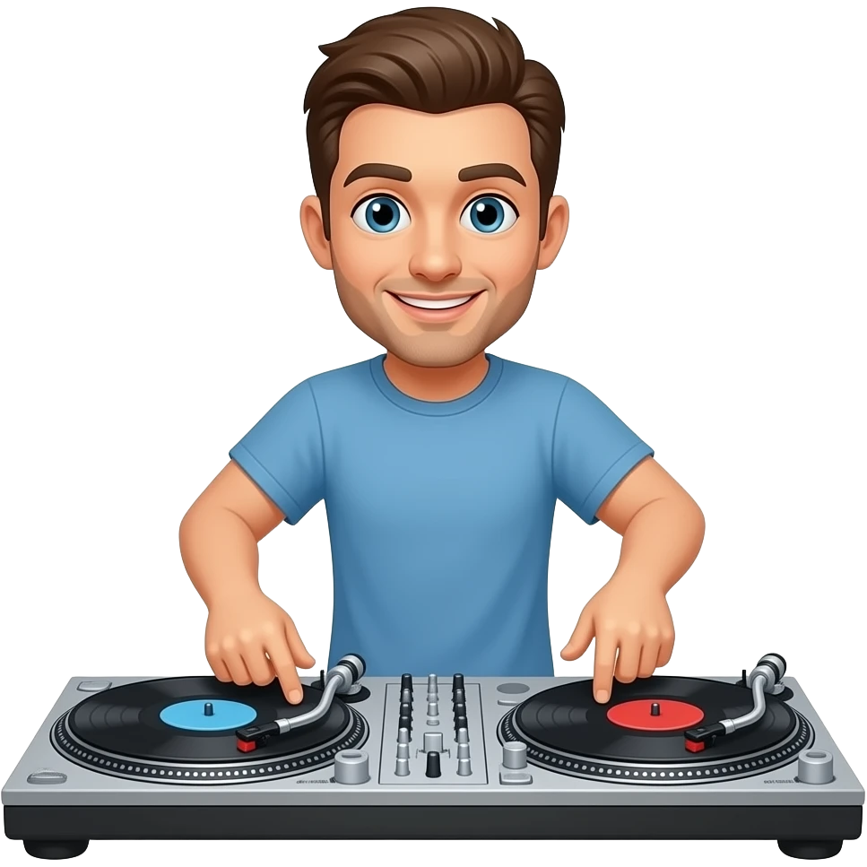 White dude mixing on turntable emoji