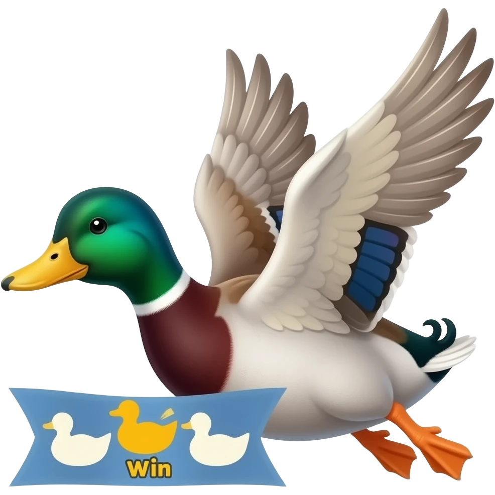 Flying duck with Ducks win banner emoji