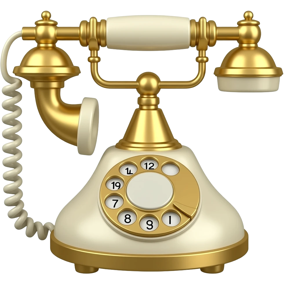 A vintage telephone emoji in cream and gold, classy nostalgic luxury, refined old wealth style emoji