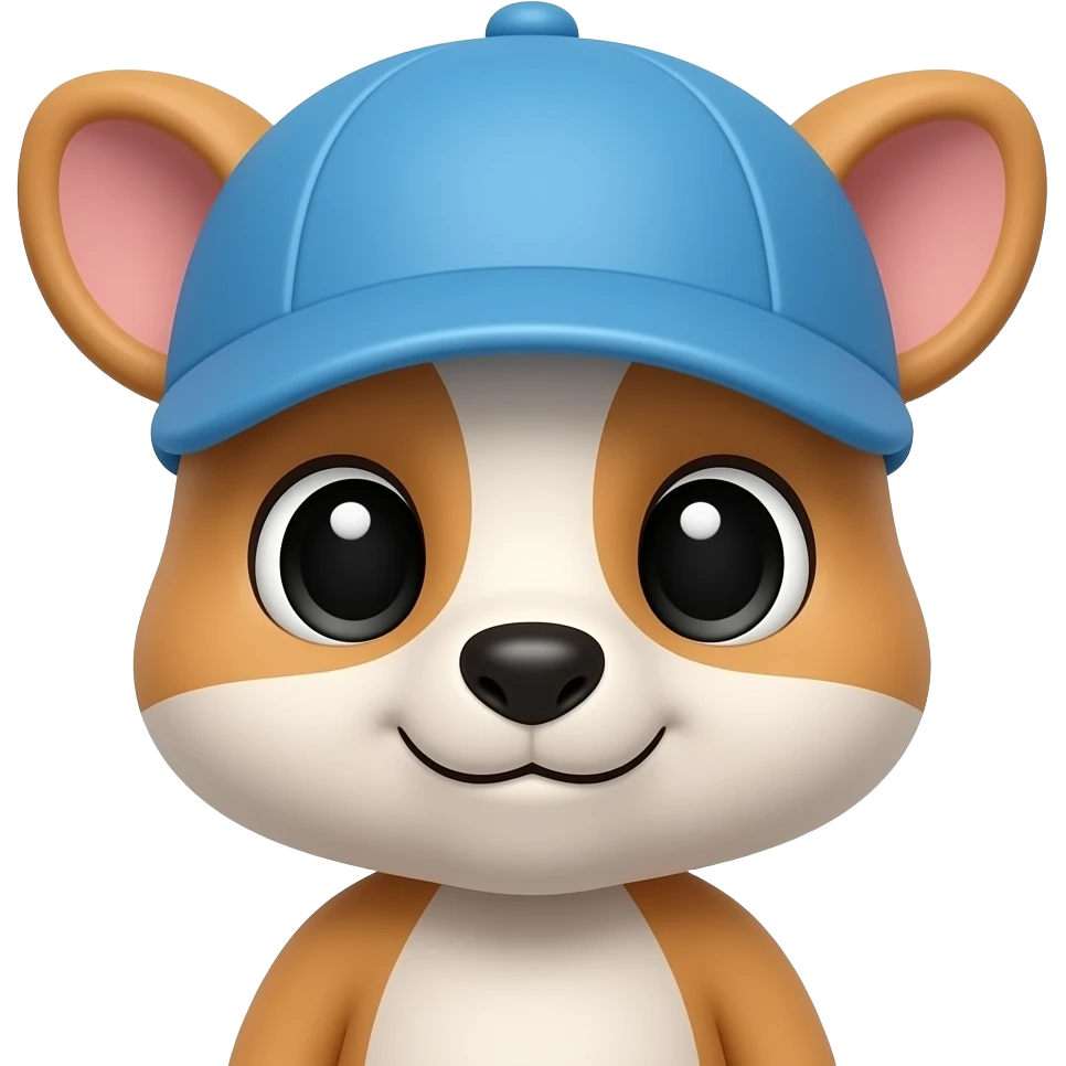 baby animal wearing blue hat, closeup bust size emoji