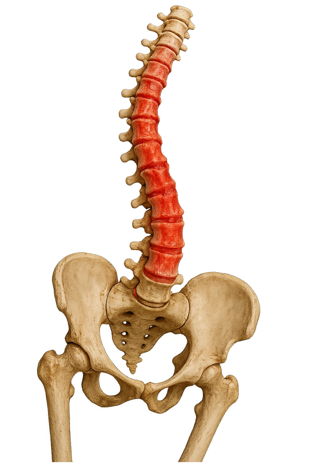 SPINA DORSALE STORTA E INFIAMMATA CON BACINO UMANO ANATOMICO REALISTICO INCLINATO, iperrealistica 4k emoji