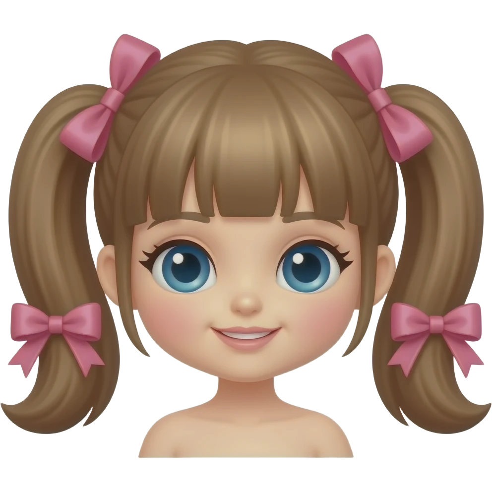 Moños rosado y muñeca emoji