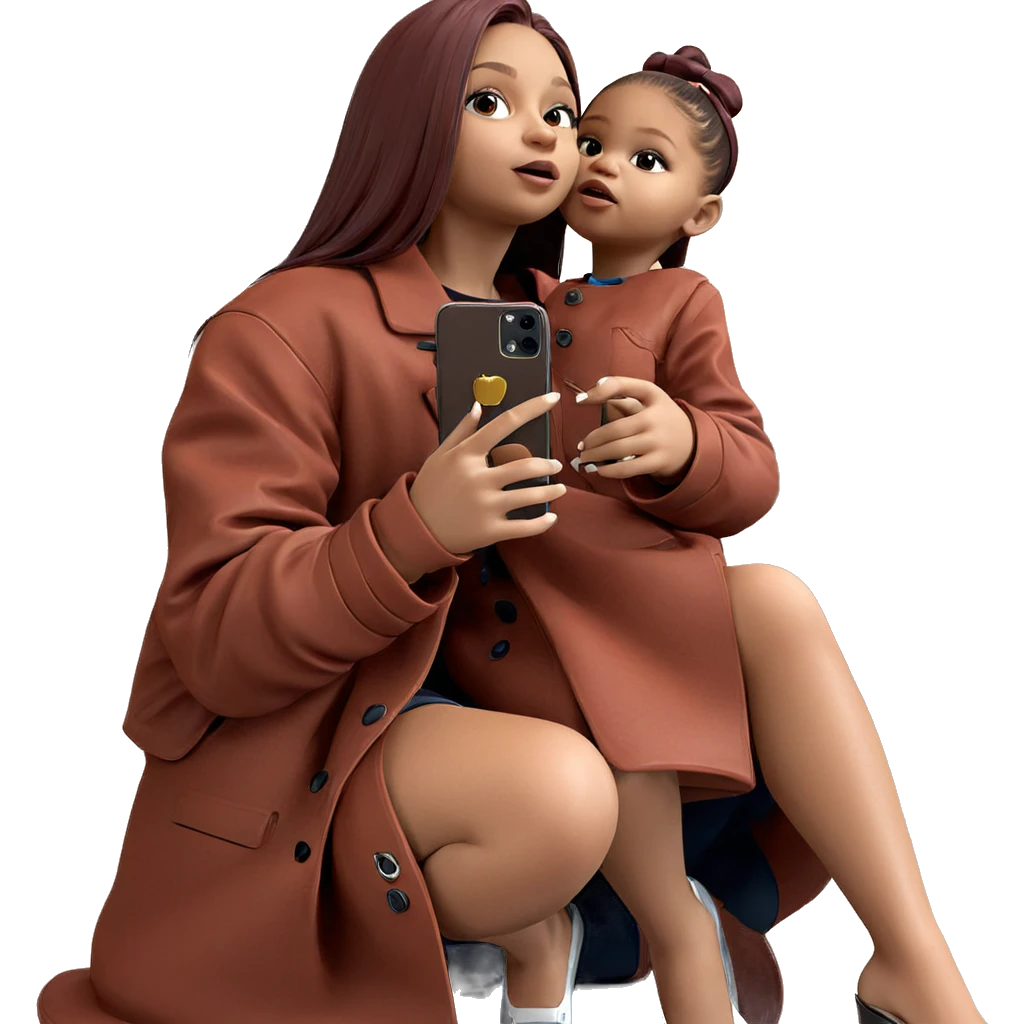 stylish girl with smartphone emoji