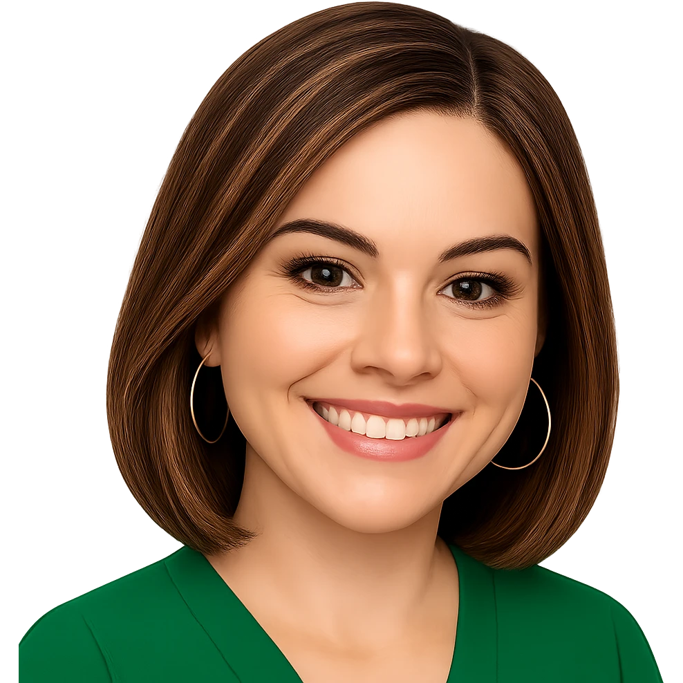 Edit the image to make the hair brunette with blonde highlights, focusing on the face with a clean and classic look. Keep the detailed emoji style as the original. Remove the background and avoid any extra accessories. emoji