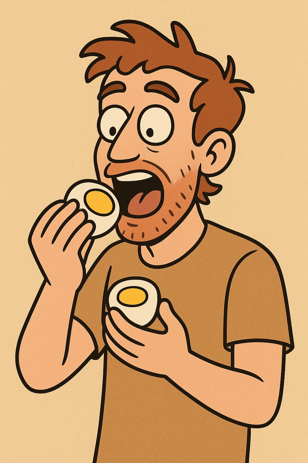 a man eating an egg, cartoon style emoji