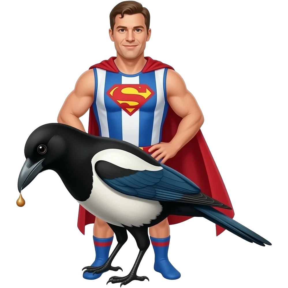 Magpie pooing on captain Carlton afl superhero emoji