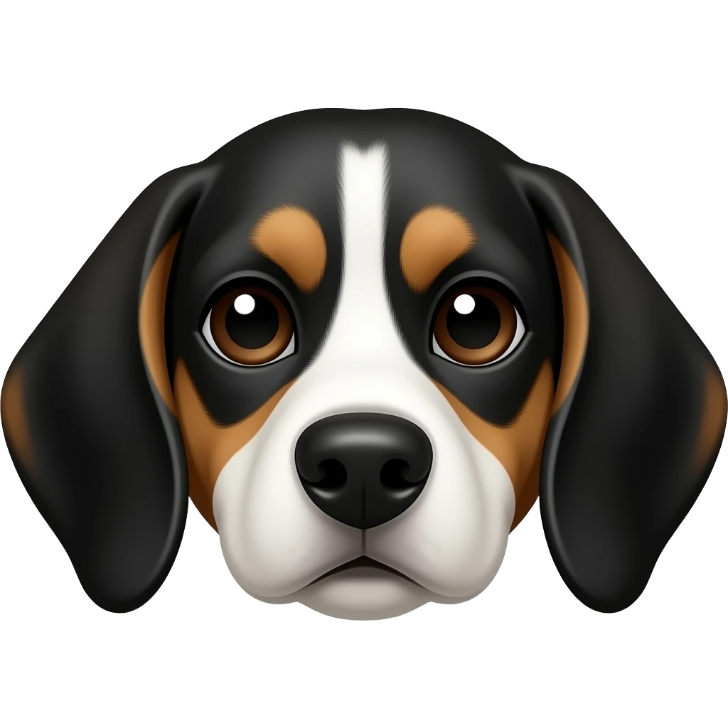 Black white beagle face black ears brown eyes emoji