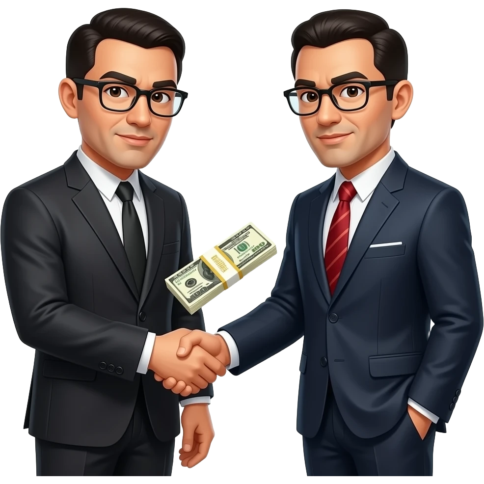 Two yang mafia Men dealing money each other, realistic emoji