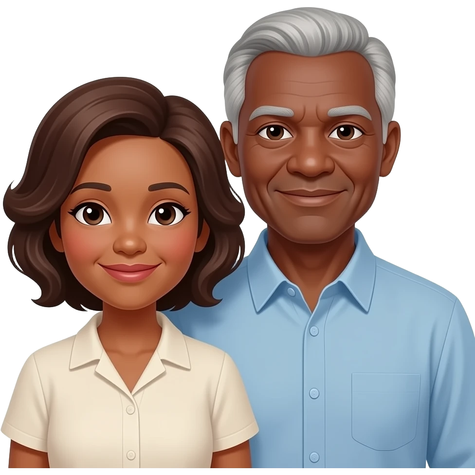 afro-American elderly couple early 70, male has gray hair, female has brown hair emoji