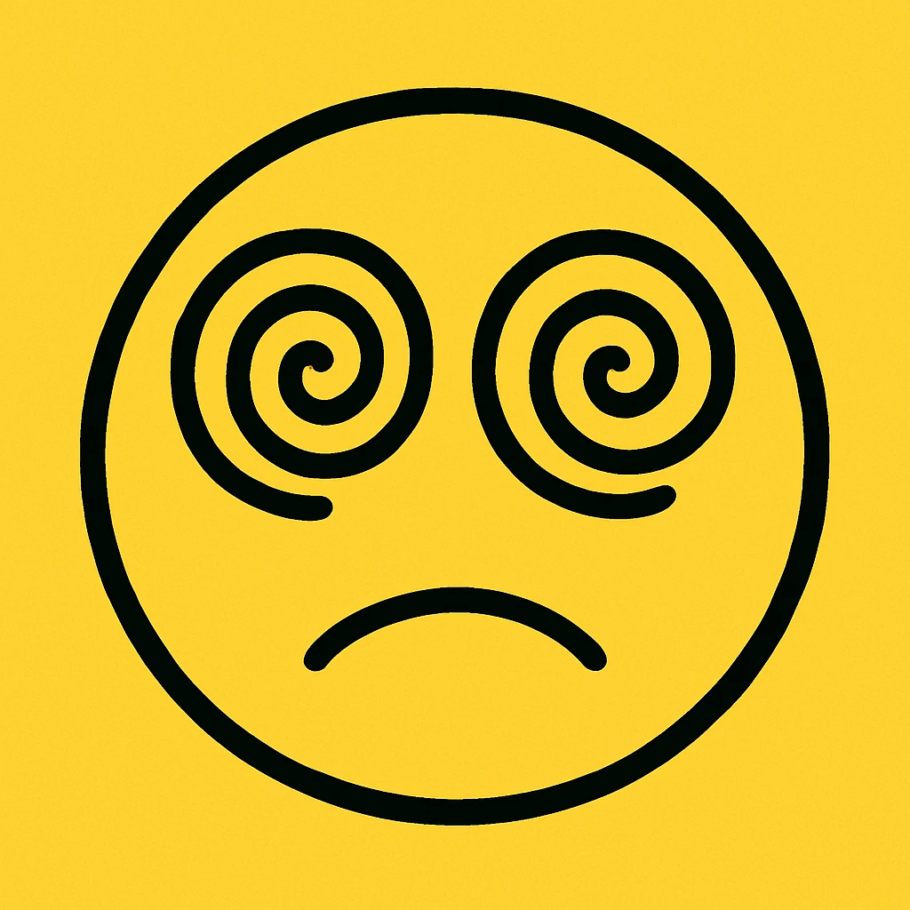 yellow face with spiral eyes emoji
