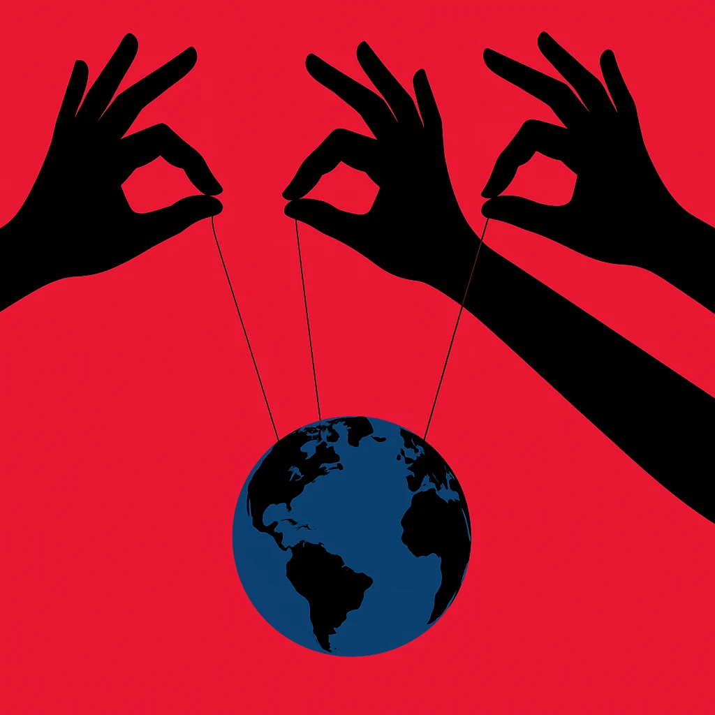 Сгенерируй тоже самое, только три одинаковые такие руки держат так же на веревка планету. Руки выглядет аккуратно, у всех по 5 пальцев, все красиво и органично. руки не залазиют друг на друга emoji