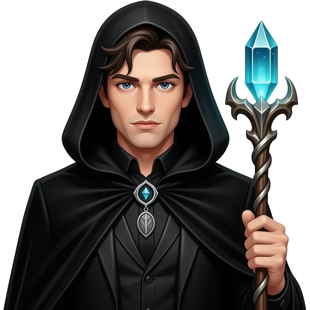Sexy gothic male warlock with dark hood emoji
