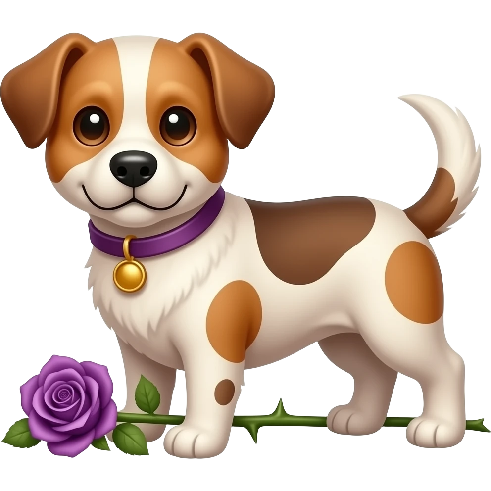 Cut out of Cute dogs with purple roses and  thorns emoji
