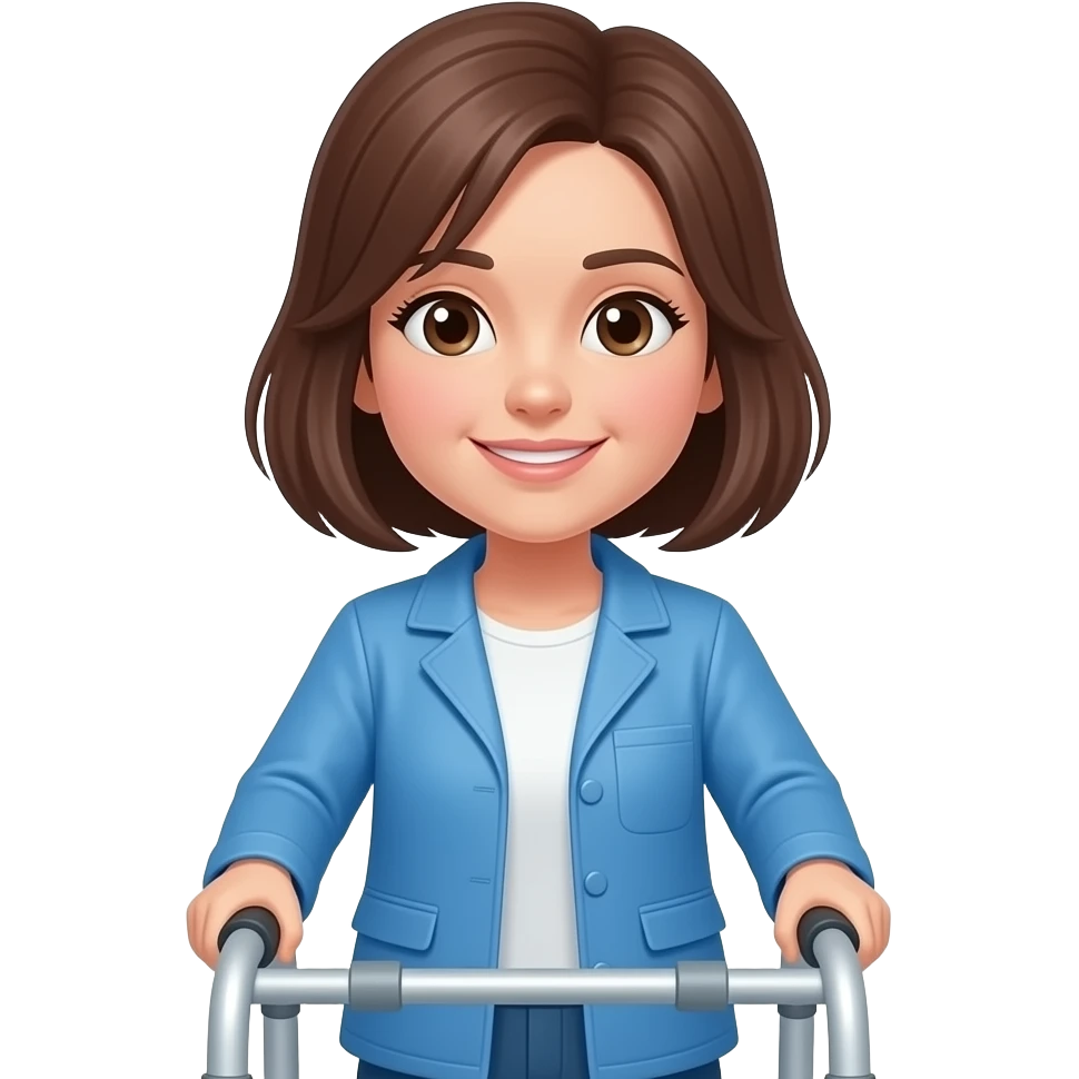 young woman using a rollator emoji