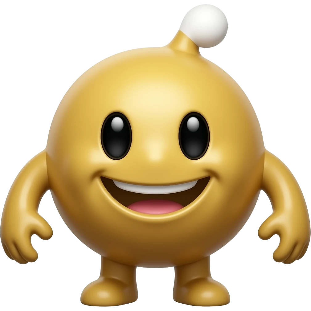Please give me an image of a happy Bob-omb. A bob-omb looks like this: https://static.wikia.nocookie.net/mario/images/f/f6/MPSR_Artwork_Bob-omb.png/revision/latest?cb=20190607155108&path-prefix=de emoji