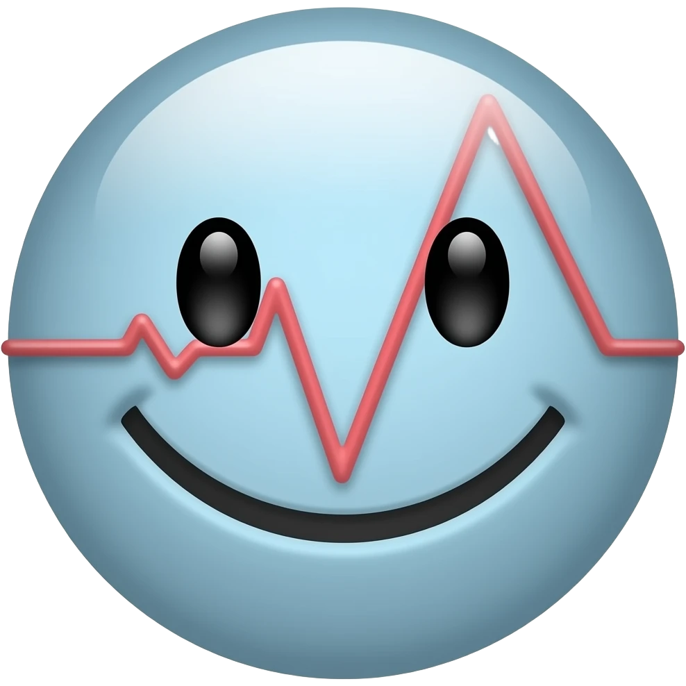 A smiling chart with a heartbeat line running through it emoji