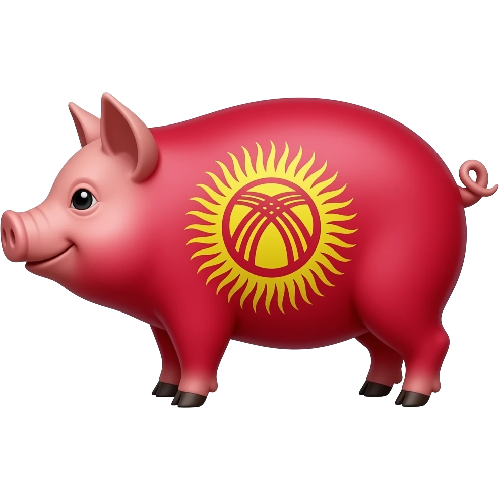 Mix the flag of Kyrgyzstan and the pig emoji