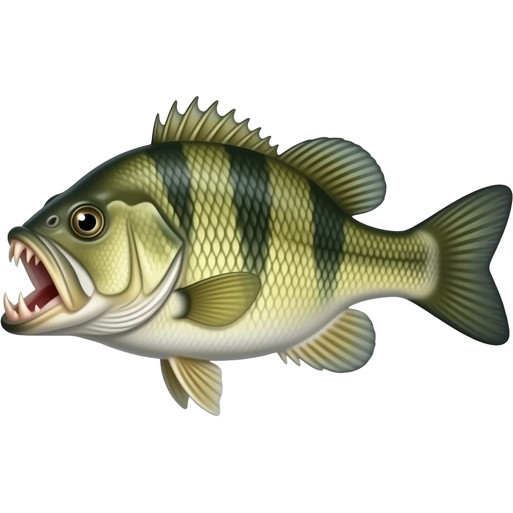 a bass fish with big teeth emoji