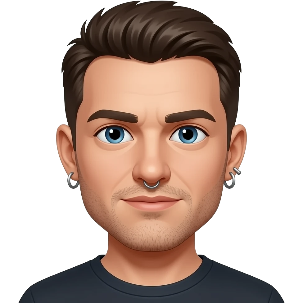 man with nose,earss and eyebrow piercing emoji